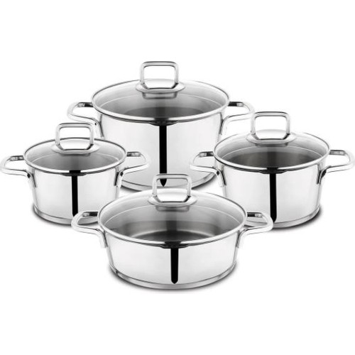 Schafer Stahl 8 Parça Çelik Tencere Seti Inox